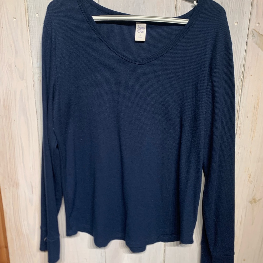 Navy Blue Sweeter. Sleep Chic. Size Medium. Women’s Top. Vintage. Long Sleeve.